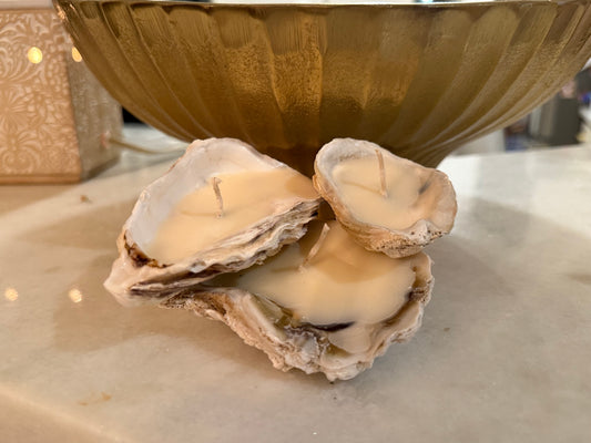 Oyster Luxe- Real Oyster Shell Candle- Set of 3.
