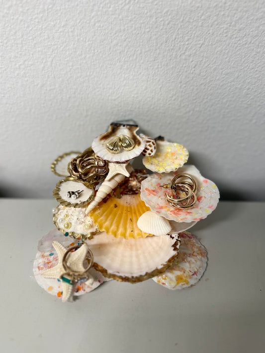 Handmade Seashell Jewelry Holder – Coastal Ring Organizer
