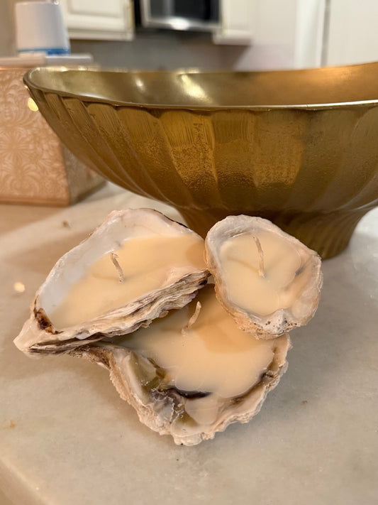 Oyster Luxe- Real Oyster Shell Candle- Set of 3.